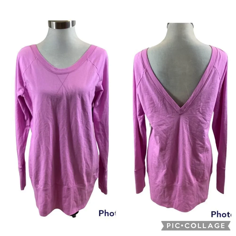 New with Tags Ladies Reebok French Terry‎ Open Back Tunic in Purple Taffy Large